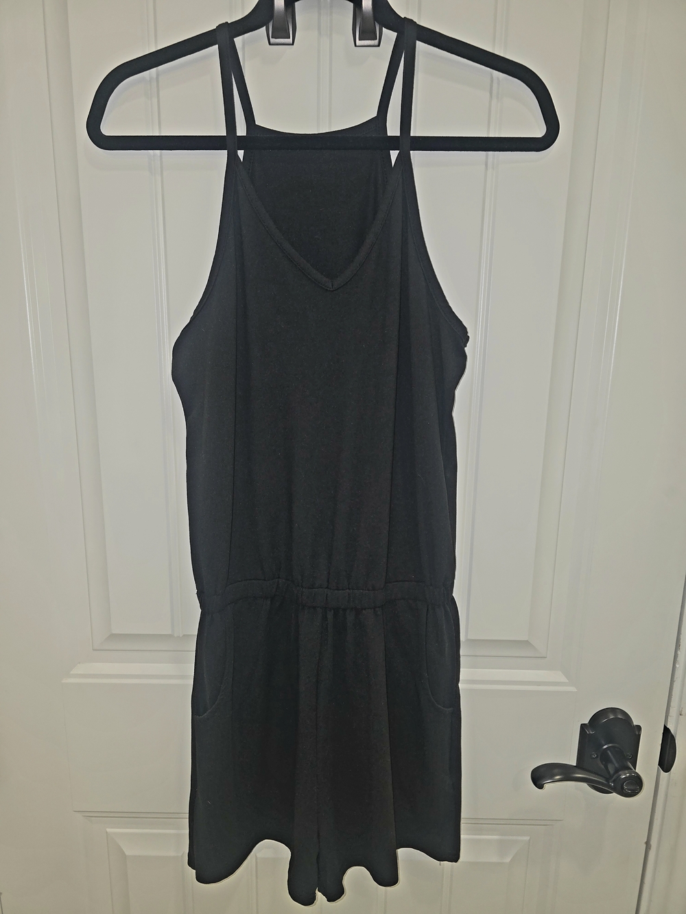 Black Sleeveless One-Piece Shorts Romper